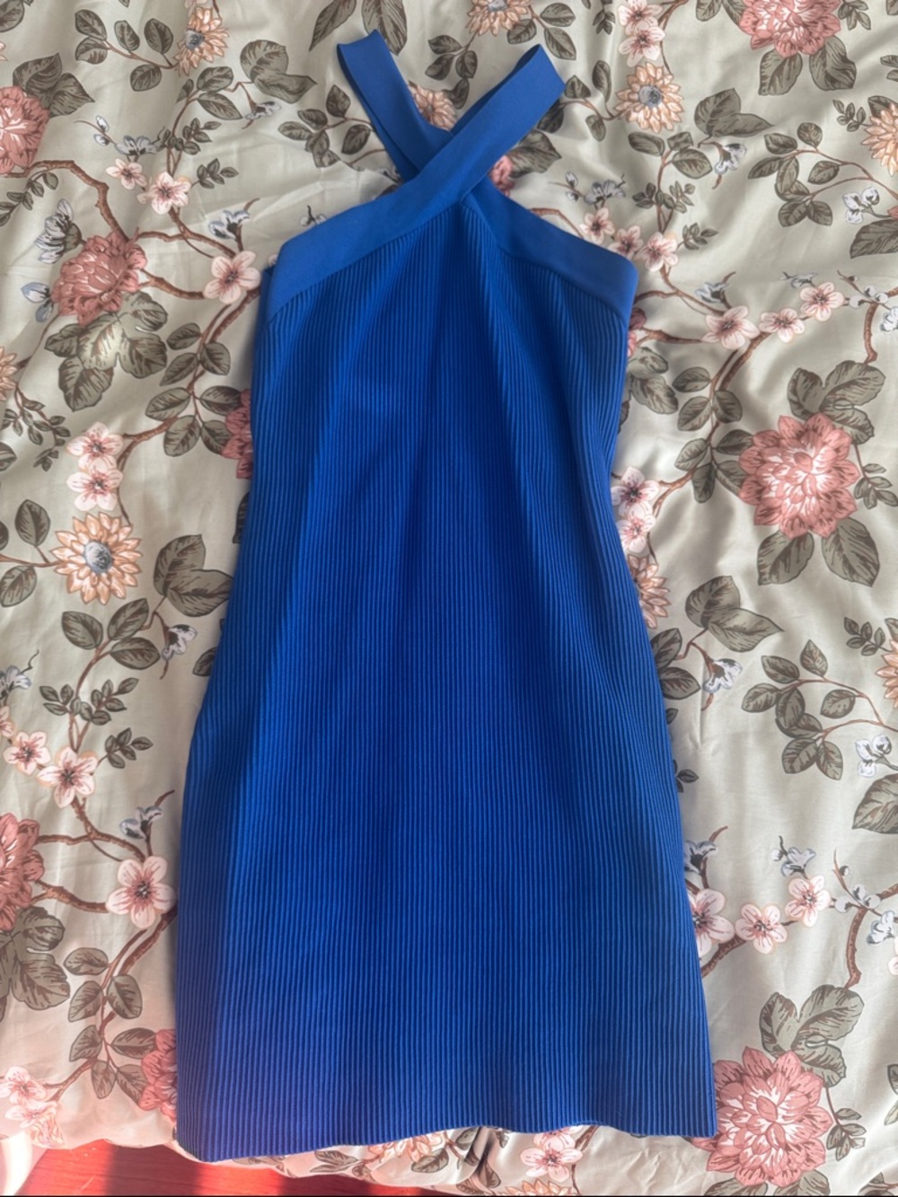 Aritzia Royal Blue One-Shoulder Ribbed Dress